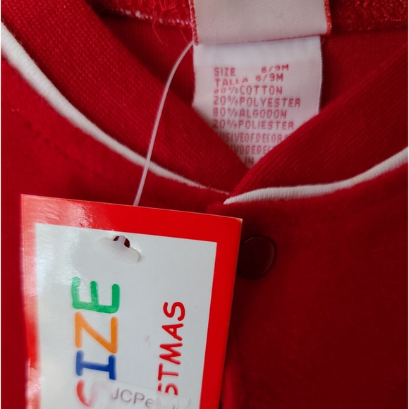 Infant Holiday 1st Christmas Outfit + Santa Hat Size 6/9 mos NWT - Picture 4 of 5